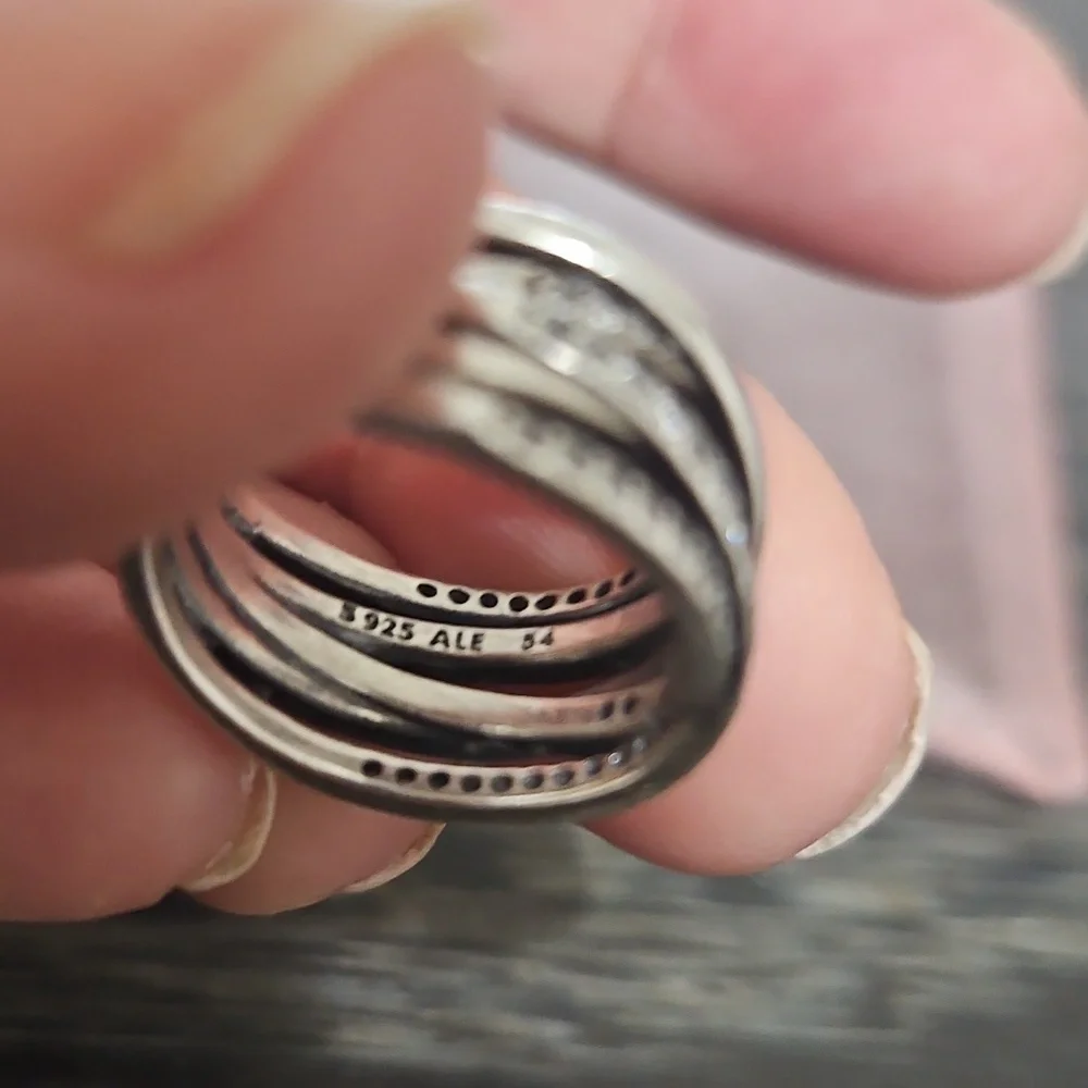 Pandora Sparkling & Polished Lines Ring 6.5